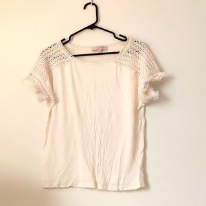 Loft White Ivory Lace Top Small